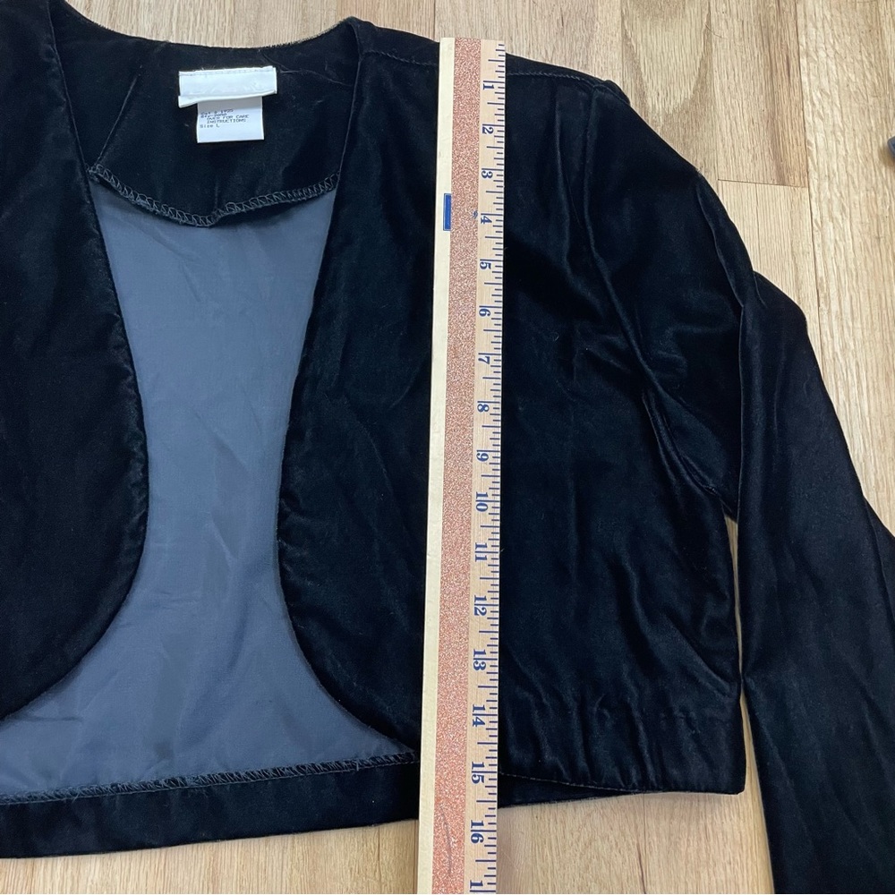 VTG Velvet Bolero Jacket Black LG Classy Neutral Formal Maurice’s 90s Y2K Goth - Picture 12 of 13